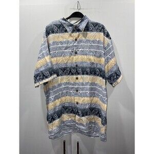 Vintage 90s St. John’s Bay Coastal Vacation Resortcore Linen Blend Button Up XXL